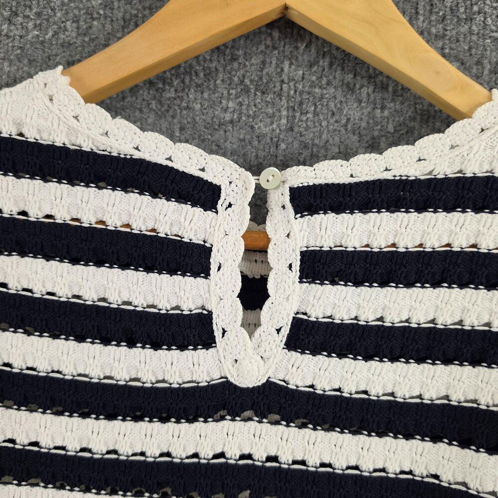 Maje Sweater Women 2 Marigna Crochet Effect Striped Jumper Knit Nautical Preppy - Picture 7 of 13